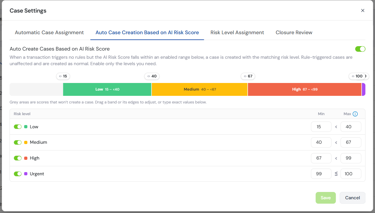 Auto Case Creation Settings