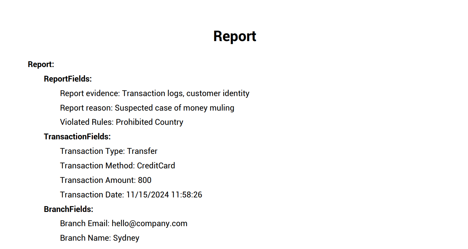 PDF Report Export Example