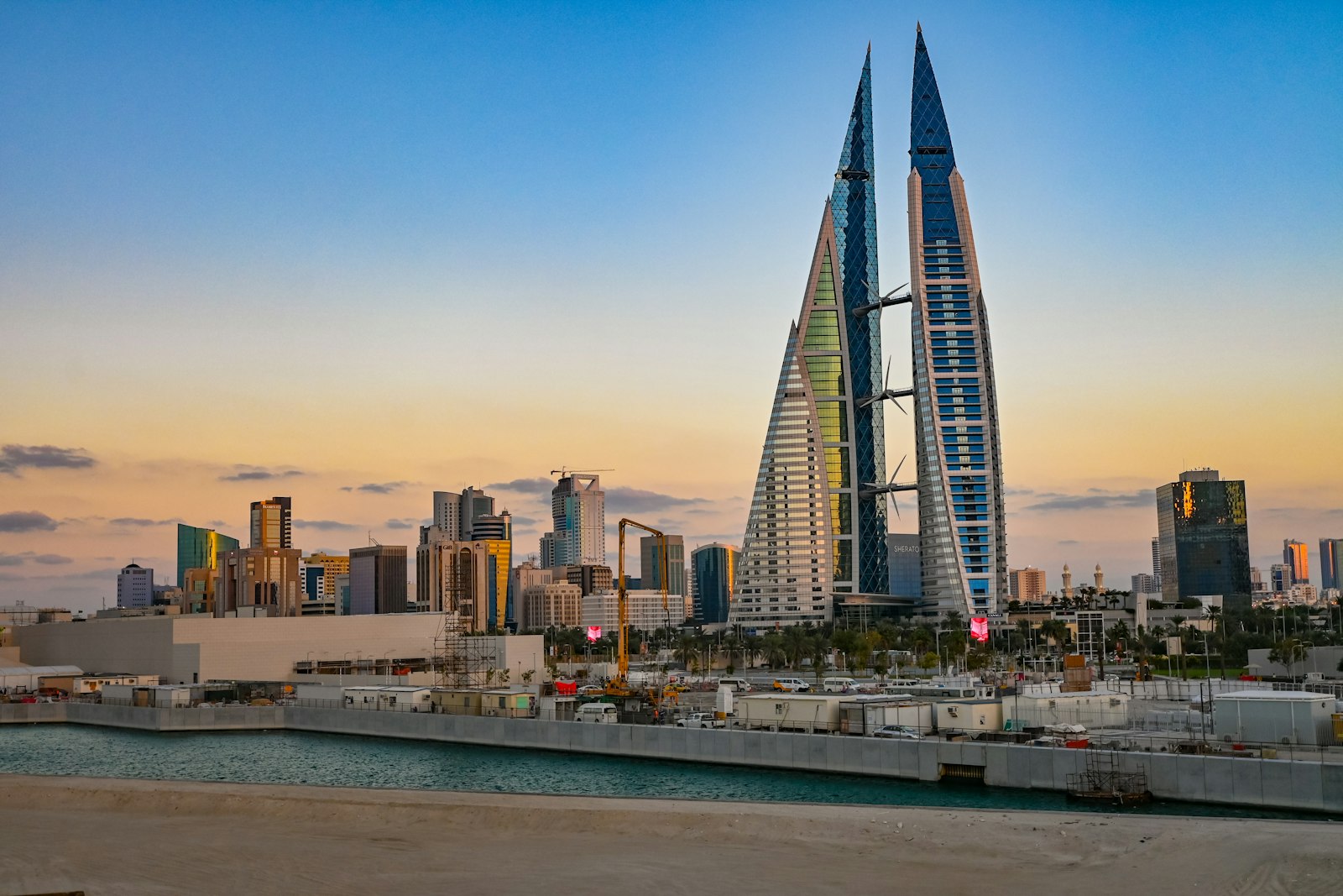 Bahrain World Trade Center twin towers in Manama, representing the regulatory environment for CBB AML compliance in Bahrain